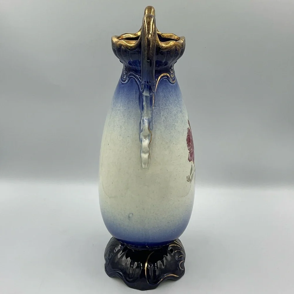 Antique Style Cobalt Blue & Gold Art Nouveau/Rococo Revival Vase